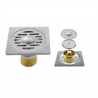 Drain de sol moderne en acier inoxydable carré, auto-amorçant et anti-odeurs