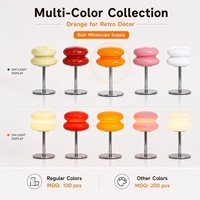 Lampe de table rétro en forme de champignon orange, à intensité variable, avec abat-jour en verre, lumière LED de chevet, base en métal, simple, économique, pour restaurant, hôtel