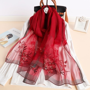 Women Floral Embroidered Imitation Silk Shawl Elegant Lightweight Floral Scarf Sweet Ladies Outer <b>Wrap</b> for Daily & Party - Product Image 6