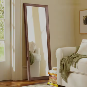 2025 hiện đại hạt gỗ khung sàn cao trang trí đồng thau gương khách sạn nhà đa năng phòng tắm phòng khách máy tính để bàn đứng gương - Product Image 3