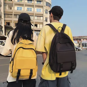 Mochila de estudantes mochila unissex de cor pura mochila multifuncional de lazer grande capacidade Junior moda simples