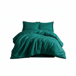 Elegante Juego de Funda Nórdica Doble a Rayas de Algodón Satinado con Técnica de Tejido Petrol, Disponible en Tamaños King, Queen y Twin para Ropa de Cama del Hogar y Cama de Boda - Product Image 2
