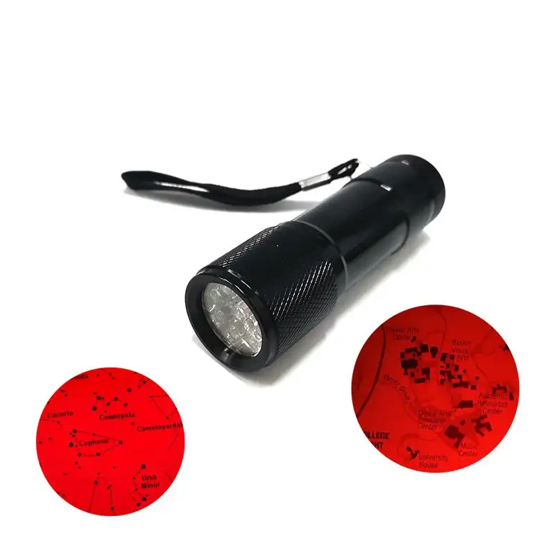 Pocket Mini 9 LED Red Light RedSight 625nm Red Flashlight Torch For Reading Astronomy Star Maps Preserving Night Vision