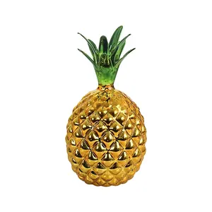 Nouvel arrivage d'ornements de décoration de table en verre soufflé à la main ananas cadeau décoration de la maison ananas en verre doré argenté