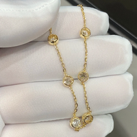 Bracelet Tennis en diamant cultivé en laboratoire de forme ronde à bulles Sertissage de lunette Bracelet en or jaune 10K 14K 18K avec CVD HPHT