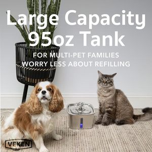 Bebedero Automático para Perros y Gatos, Ecológico, de Acero Inoxidable Sólido, Moderno y Elegante, con Filtros de Repuesto Automáticos de 2.2L - Product Image 2