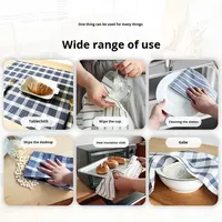 Serviette de cuisine en tissu doux de haute qualité, série bleue, à carreaux, teinte en fil, pour la maison, serviette de table, avec logo personnalisé