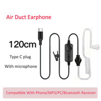 Écouteur intra-auriculaire Type C à tube d'air style FBI, protection contre les radiations acoustiques, avec microphone
