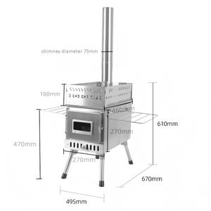 Poêle à <span class=keywords><strong>bois</strong></span> portable en acier inoxydable pour tente, sauna de camping avec panier à pierres pour bain de vapeur extérieur - Product Image 5