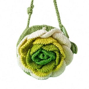 Handmade Large Camellia Knitted Crossbody <b>Bag</b> Snowflake Decor Versatile Cartoon <b>Easter</b> Woven Waist <b>Bag</b> Headphone Decoration - Product Image 3