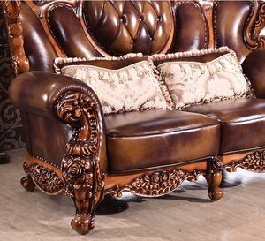 यूरोपीय लक्जरी कमरे में रहने वाले सोफे प्राचीन 7 सीटों वाले हाथ नक्काशीदार लकड़ी के सोफे - Product Image 6