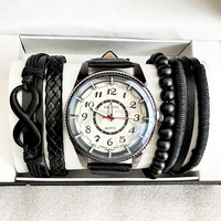 Jam Tangan Kulit Pria Mewah OEM Sport Quartz Dial Besar Model Fashion Set Jam Tangan Pria Montre Femme