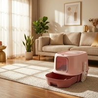 Bac à litière pour chat en plastique durable avec plateau de tamisage, nettoyage manuel, bac de toilette, grille amovible, entretien facile, accessoire pour animaux de compagnie
