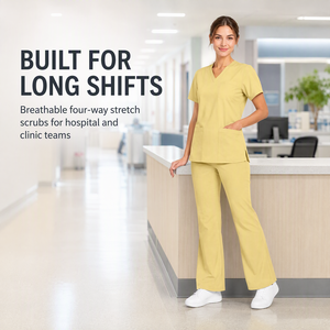 Ensemble d'uniformes médicaux respirants extensibles dans les quatre sens 2026 – Blouse et pantalon pour le personnel hospitalier et de santé – Tenue de travail quotidienne 46401 - Product Image 3