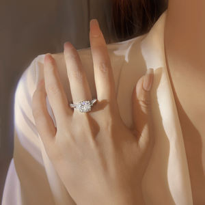 Wholesale Luxury Fashion Rings Jewelry Gold Plated Sparking <b>Cushion</b> Cut Cubic Zircon Wedding Ring <b>for</b> Women - Product Image 6