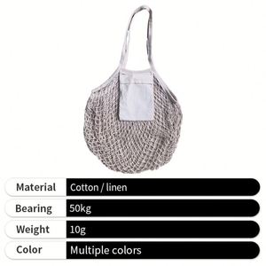 Bolsas de malla de algodón personalizadas, bolsas de compras de malla y redes para huevos para supermercados - Product Image 4