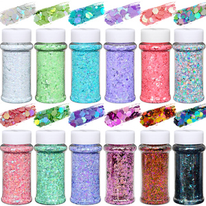 Entrepôts américains, 12 pots blancs de 2 oz, paillettes grossières sans particules fines pour l'artisanat, globe à <span class=keywords><strong>neige</strong></span> et artisanat des ongles, paillettes grossières pour gobelet - Product Image 1
