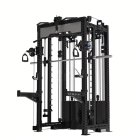 Rack de musculation multifonctionnel avec système de câbles croisés, fonction Lat Pulldown et Rameur, et fonction Squat pour salle de sport à domicile