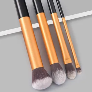 YUE New Arrival 4pcs Color Black Makeup Brush Set Women's Beauty Makeup Tools Soft Handy Plastic Handle Vegetarian