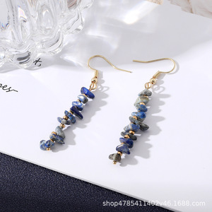 Boucles d'oreilles pendantes longues à pampilles en pierres colorées, bijoux de fête multicolores, boucles d'oreilles tendance - Product Image 4