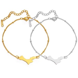Lady Acero inoxidable 18K chapado en oro Antillas Neerlandesas Bonaire mapa encanto bola cuenta enlace cadena pulsera mapa joyería para mujer - Product Image 1