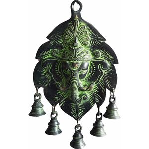 PARIJAT Artisanat Tenture murale en laiton Belle cloche Lord Ganesha pour la décoration de la porte principale d'entrée à des fins de cadeaux - Product Image 3