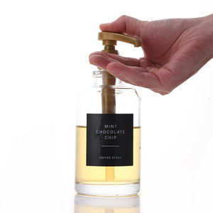 Mini bouteille en verre transparente ronde de 500 ml avec bouchon à vis pour désinfectant pour les mains et sirop de café – Emballage vide - Product Image 1