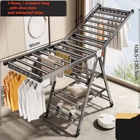Séchoir à linge pliable à double niveau en métal en forme d'aile, style vintage, séchoir à linge vertical avec installation facile