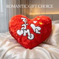 Nouvelle Coussin de Canapé en Peluche en Forme de Cœur Personnalisable, Broderie, Remplissage en Coton PP, Housse Amovible Lavable pour la Décoration de la Chambre à Coucher