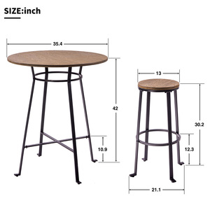 Ensemble de 2 tabourets de bar, assise en bois, structure en métal, tabourets de bar hauts pour mobilier de bar - Product Image 3