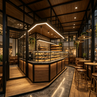 Kiosque de luxe personnalisé en bois pour centre commercial, stand de café, de bubble tea, vitrine de confiseries pour centre commercial, taille personnalisée OEM