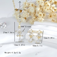 Joyería de moda chapada en oro 14K cobre chapado en oro circón mini flor gota de agua collar pendientes conjunto de dos piezas al por mayor