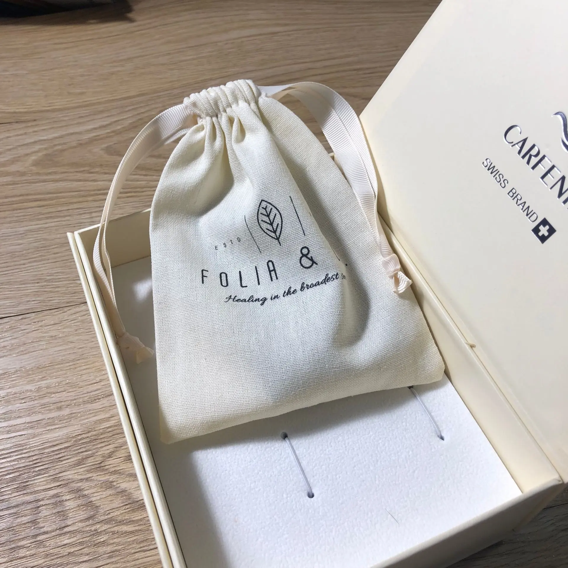 Logo personnalisé imprimé coton lin bougie savon pochette écologique cadeau sac à cordon