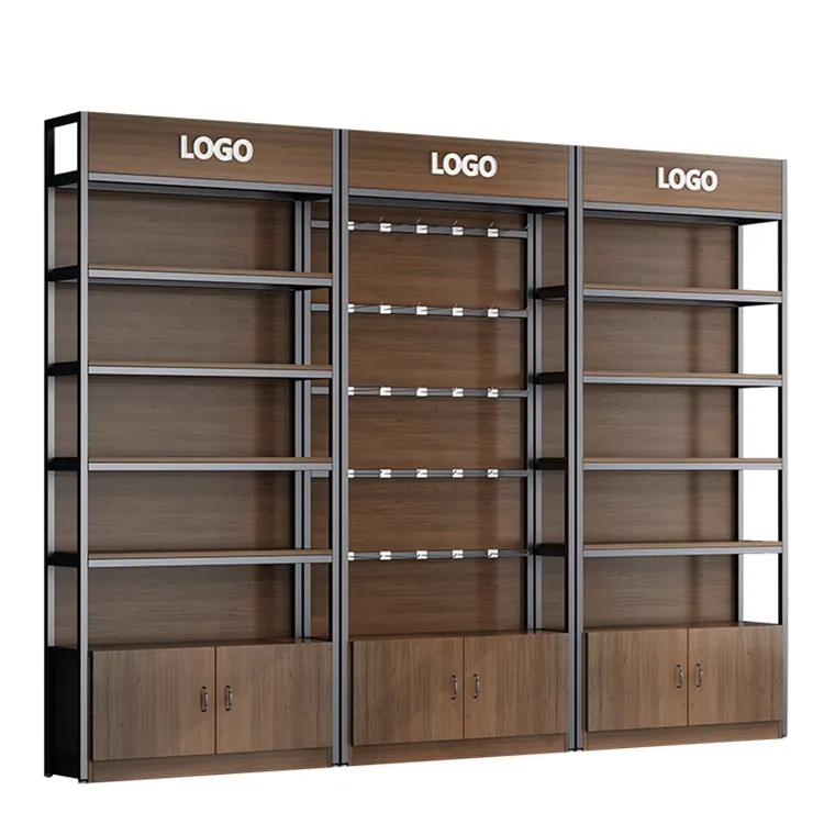 custom Customized shelves racking storage wooden store retail exhibition perfume cosmetic display shelf cabinet showcase rack