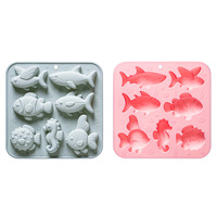 Moule en silicone YS 7 pour chocolat, bonbons, glaçons, gâteaux, avec formes variées de poissons marins et hippocampes, réutilisable