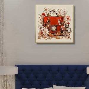 Peinture élégante exclusive vintage sur soie Art mural de style européen encadré - Product Image 3