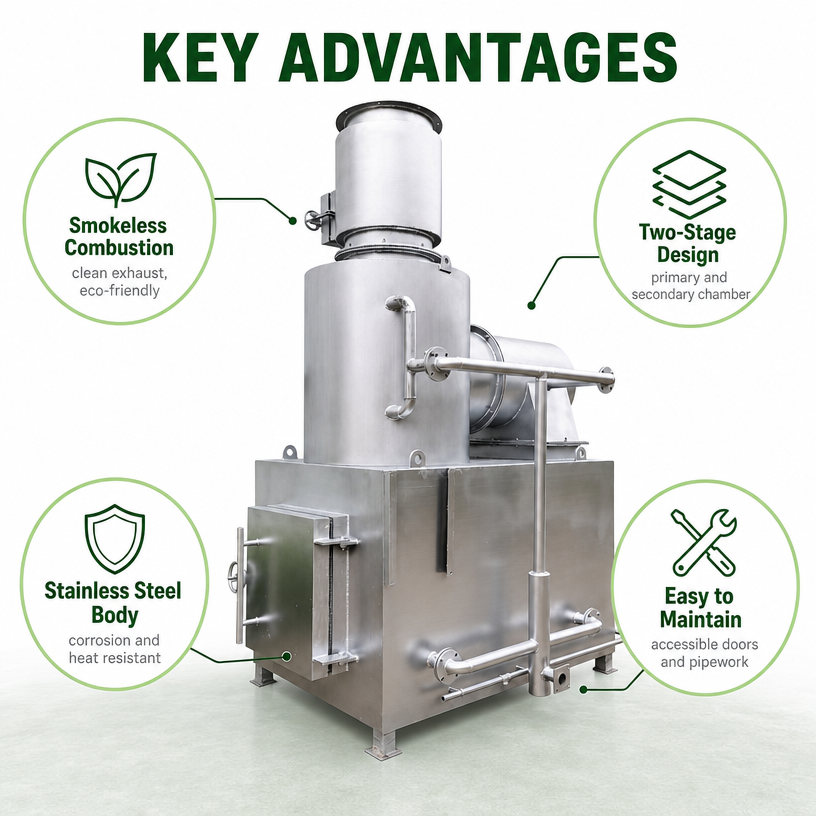 Steel Body Smokeless Animal Cremation Incinerator Pet Waste Disposal ...