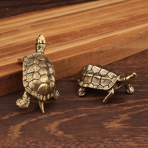 Figurine de tortue en laiton, petite décoration de table, style traditionnel, sculpture animale, modèle d'ornement d'intérieur - Product Image 3