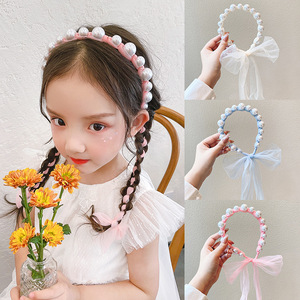 Bandeau avec ruban de perles pour enfants, princesse de corée du sud, <span class=keywords><strong>filet</strong></span>, queue de cheval, nœud papillon, serre-tête pour cheveux - Product Image 4