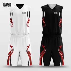 HOSTARON Set Jersey basket kustom reversibel, desain sublimasi kosong grosir untuk anak muda