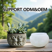 Pot de fleur 3D mignon en forme de lapin Moule en silicone pour jardinière en plâtre Vase en ciment Moule en argile Moule pour bougie Boîte de rangement en argile pour ciment