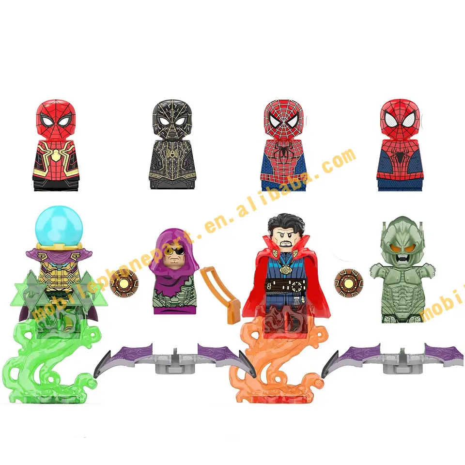 KT1055 Super Heros Iron Way Spider Doctor Strange Green Devil Man Mistério ABS Mini Bricks Figuras Building Blocks Brinquedos Juguetes