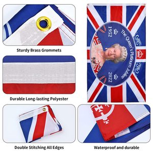 2026 3X5FT Royaume-Uni Queens Drapeau Double Face Décoration <span class=keywords><strong>Reine</strong></span> <span class=keywords><strong>Elizabeth</strong></span> ll Platine Jubilé Drapeau Pour Le Festival Britannique - Product Image 3