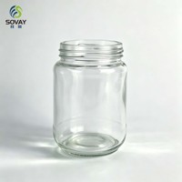 Pot en verre transparent haut et fin de 300 ml pour couvercles à vis, idéal pour les conserves de fruits, la sauce chili et l'emballage de condiments faits maison