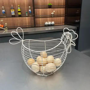Galinha da páscoa popular forma de ovo de metal armazenamento ou armazenamento de ovos de ferro de cozinha fio cesta para ovos o animal