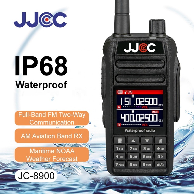 JJCC Wireless Full Band Custom JC-8900 Handheld Two Way Radio IP68 Waterproof 10W Long Range Distance Walkie Talkies Full Band