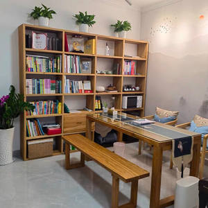 رف كتب خشبي مخصص من خشب الدردار القديم، رف تخزين خشبي صلب مثبت على الحائط، خزانة لغرفة المعيشة - Product Image 2