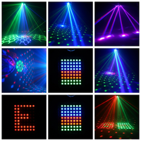 Potente Iluminación LED de Matriz de Haz Móvil de Seis Brazos Tipo Barco Pirata de 100W con Doble Láser Estroboscópico y DMX de 26 Canales para DJ Profesionales, Clubes y Eventos