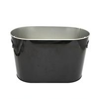Seau à glace ovale noir personnalisé en fer blanc avec doubles poignées, grand format, pour bière, vin, champagne, refroidissement et stockage lors de fêtes