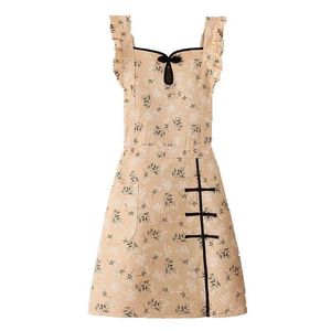 Chinese Style Floral Cotton Linen Apron Sleeveless Kitchen Cooking Anti Oil Stain Apron For Women - Product Image 5